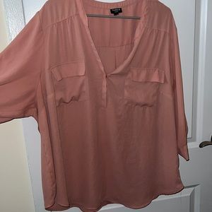 Torrid size 4 “Harper” blouse rose/blush color.